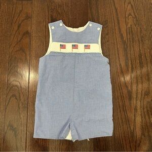 Edgehill Collection Blue Romper with Flag Accents